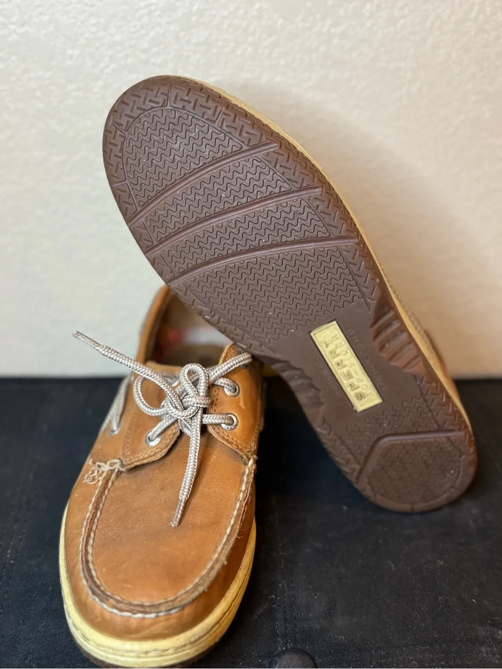 Sperry Tan Leather Lace-Up Boat Shoes